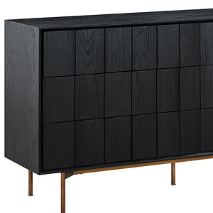 Homeroots 63" Black Solid Wood Six Drawer Double Dresser  Solid Wood 518615