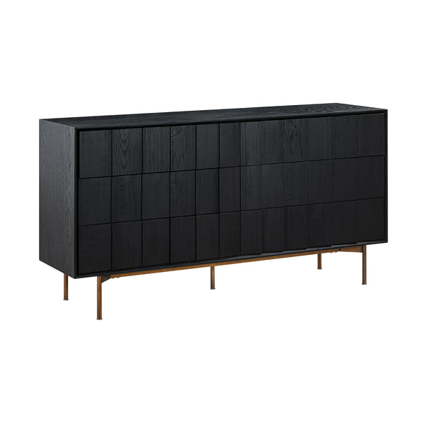 Homeroots 63" Black Solid Wood Six Drawer Double Dresser  Solid Wood 518615
