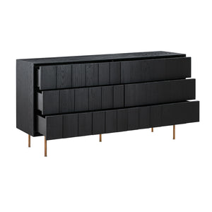 Homeroots 63" Black Solid Wood Six Drawer Double Dresser  Solid Wood 518615