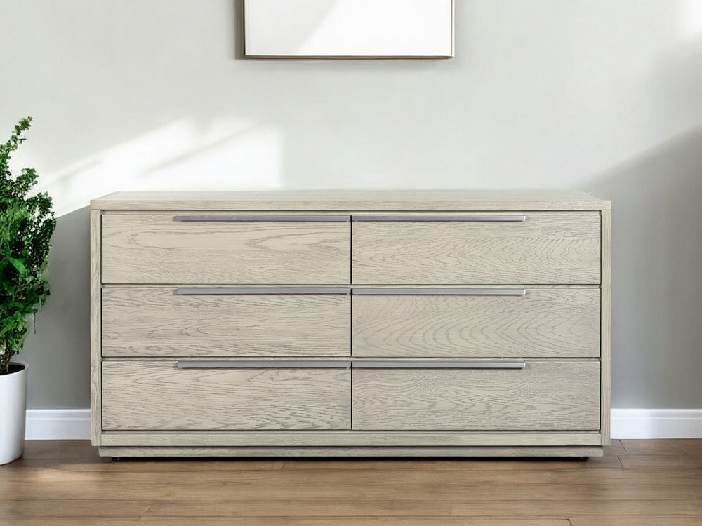 Homeroots 63" Gray Solid Wood Six Drawer Double Dresser  Solid Wood 518616