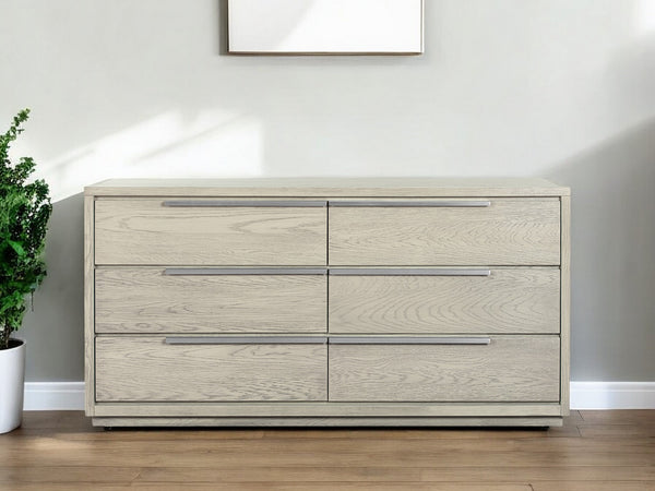 Homeroots 63" Gray Solid Wood Six Drawer Double Dresser  Solid Wood 518616