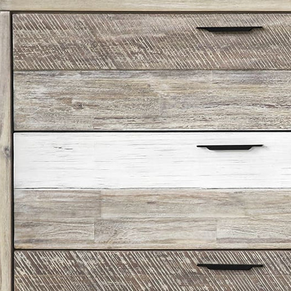 Homeroots 63" Natural And Ivory Solid Wood Six Drawer Double Dresser  Solid Wood 518617