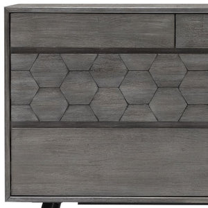Homeroots 61" Gray Solid Wood Six Drawer Double Dresser  Solid Wood 518618