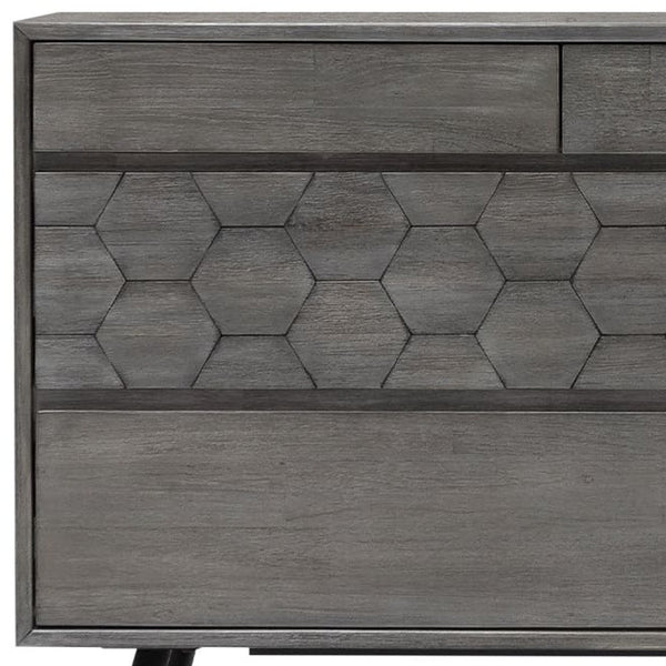 Homeroots 61" Gray Solid Wood Six Drawer Double Dresser  Solid Wood 518618