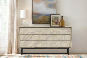 Homeroots 61" Natural Solid Wood Six Drawer Double Dresser  Solid Wood 518619