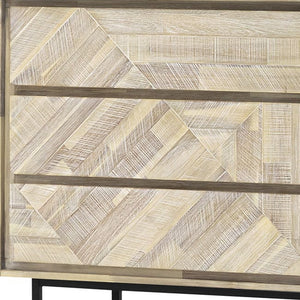 Homeroots 61" Natural Solid Wood Six Drawer Double Dresser  Solid Wood 518619