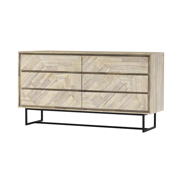 Homeroots 61" Natural Solid Wood Six Drawer Double Dresser  Solid Wood 518619