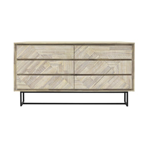 Homeroots 61" Natural Solid Wood Six Drawer Double Dresser  Solid Wood 518619