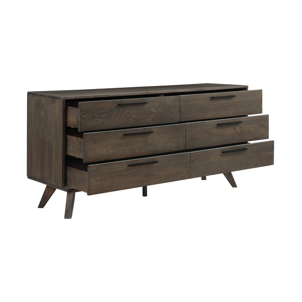 Homeroots 63" Dark Brown Solid Wood Six Drawer Double Dresser  Solid Wood 518621