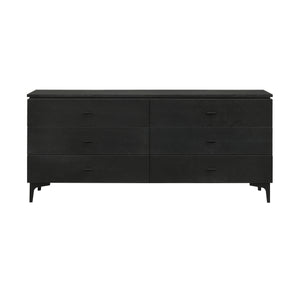 Homeroots 63" Black Six Drawer Double Dresser  Manufactured Wood 518622