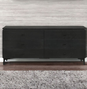 Homeroots 63" Black Six Drawer Double Dresser  Manufactured Wood 518622