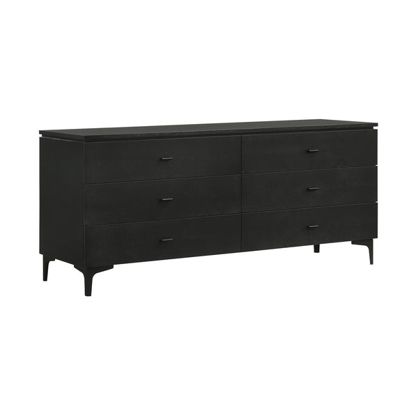 Homeroots 63" Black Six Drawer Double Dresser  Manufactured Wood 518622