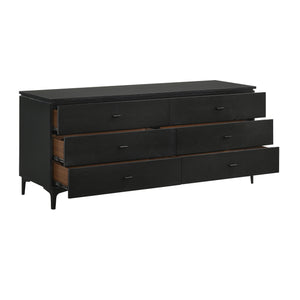 Homeroots 63" Black Six Drawer Double Dresser  Manufactured Wood 518622