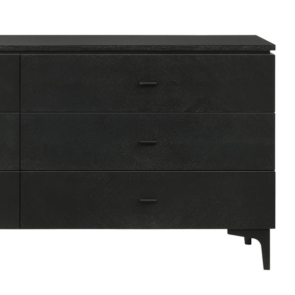 Homeroots 63" Black Six Drawer Double Dresser  Manufactured Wood 518622