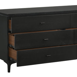 Homeroots 63" Black Six Drawer Double Dresser  Manufactured Wood 518622