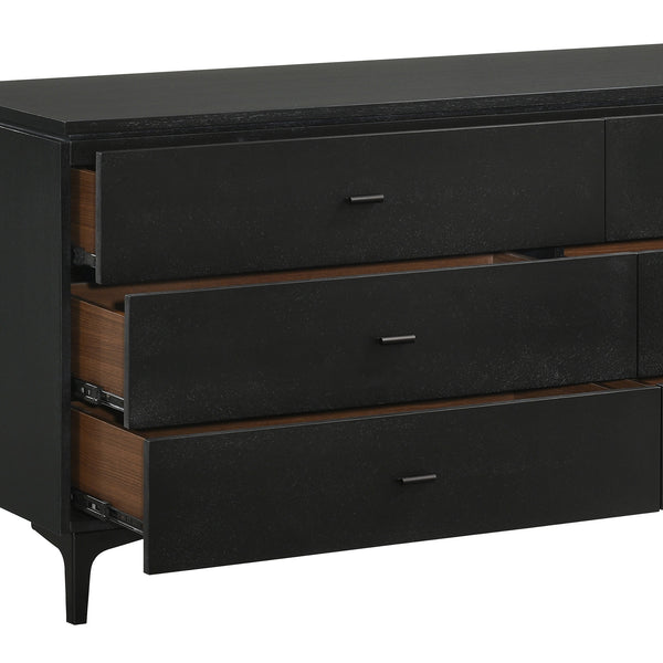Homeroots 63" Black Six Drawer Double Dresser  Manufactured Wood 518622