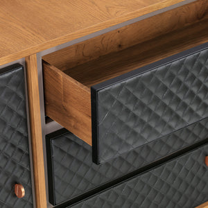 Homeroots 63" Brown And Black Solid Wood Three Drawer Double Dresser  Solid Wood 518625