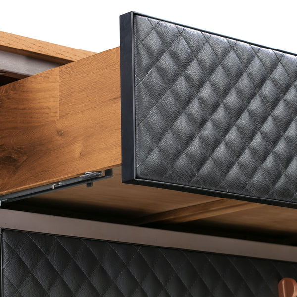 Homeroots 63" Brown And Black Solid Wood Three Drawer Double Dresser  Solid Wood 518625