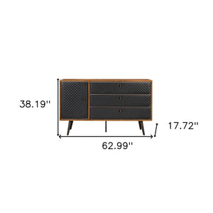 Homeroots 63" Brown And Black Solid Wood Three Drawer Double Dresser  Solid Wood 518625