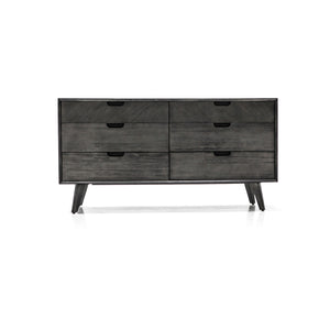 Homeroots 61" Gray Solid Wood Six Drawer Double Dresser  Solid Wood 518626