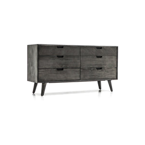 Homeroots 61" Gray Solid Wood Six Drawer Double Dresser  Solid Wood 518626