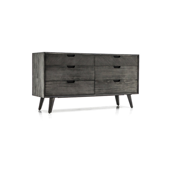 Homeroots 61" Gray Solid Wood Six Drawer Double Dresser  Solid Wood 518626