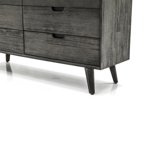 Homeroots 61" Gray Solid Wood Six Drawer Double Dresser  Solid Wood 518626