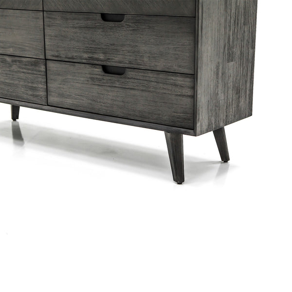 Homeroots 61" Gray Solid Wood Six Drawer Double Dresser  Solid Wood 518626