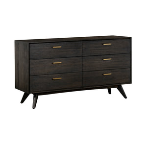 Homeroots 63" Brown Solid Wood Six Drawer Dresser  Solid Wood 518628