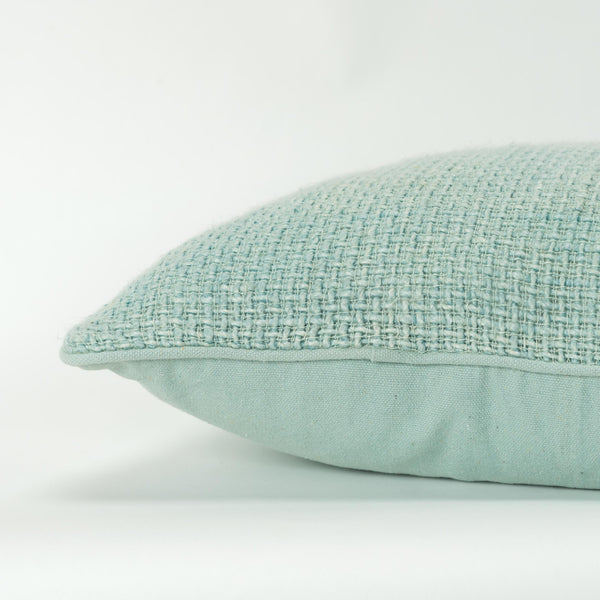 Homeroots 20" Mint Green Weave Cotton Blend Throw Pillow   518637