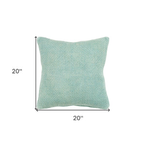 Homeroots 20" Mint Green Weave Cotton Blend Throw Pillow   518637