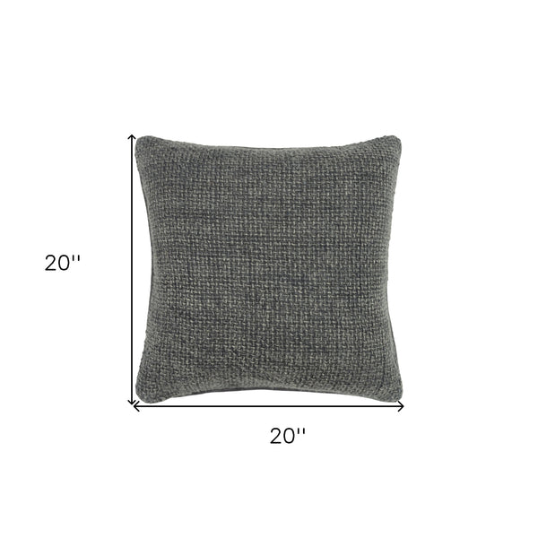 Homeroots 20" Gray Weave Cotton Blend Throw Pillow   518650