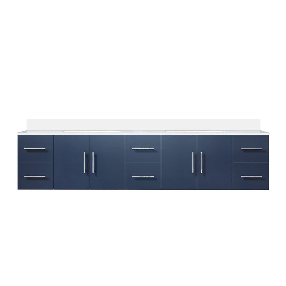 English Elm Navy Double Bath Vanity 84" W x 22" D with White Quartz Top, Solid Wood, Soft-Close Drawers, Ample Storage B2731P258756