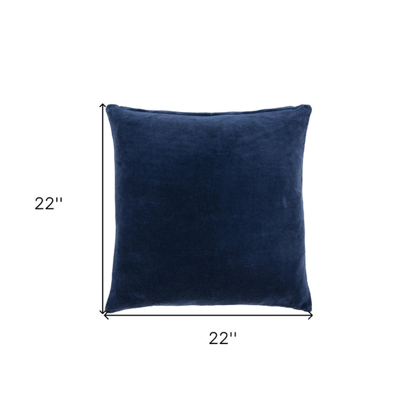 Homeroots 22" Blue Cotton Blend Throw Pillow   518695