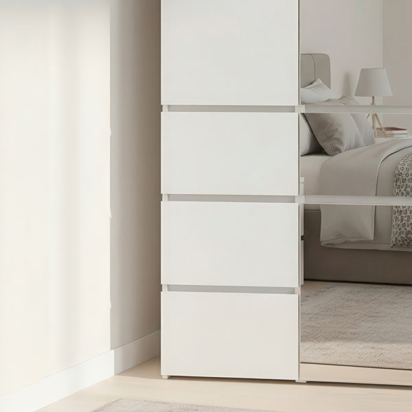 English Elm Elise Modular Wood Closet System with Mirror — White Melamine Durable Design, Ample Storage, Easy Assembly B040S00120