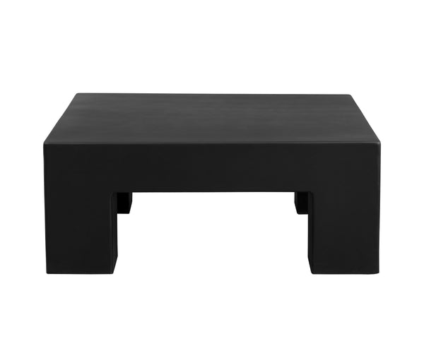 Sunpan Renley Coffee Table - Sturdy Concrete Design with Unique Texture for Modern Indoor & Outdoor Spaces Black
