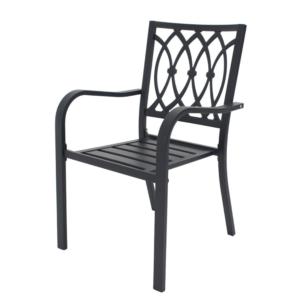 English Elm Chair Heavy Duty Metal Stackable Slatted Seat Ergonomic All Weather Patio Dining W3979P392947