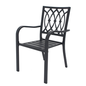 English Elm Chair Heavy Duty Metal Stackable Slatted Seat Ergonomic All Weather Patio Dining W3979P392947