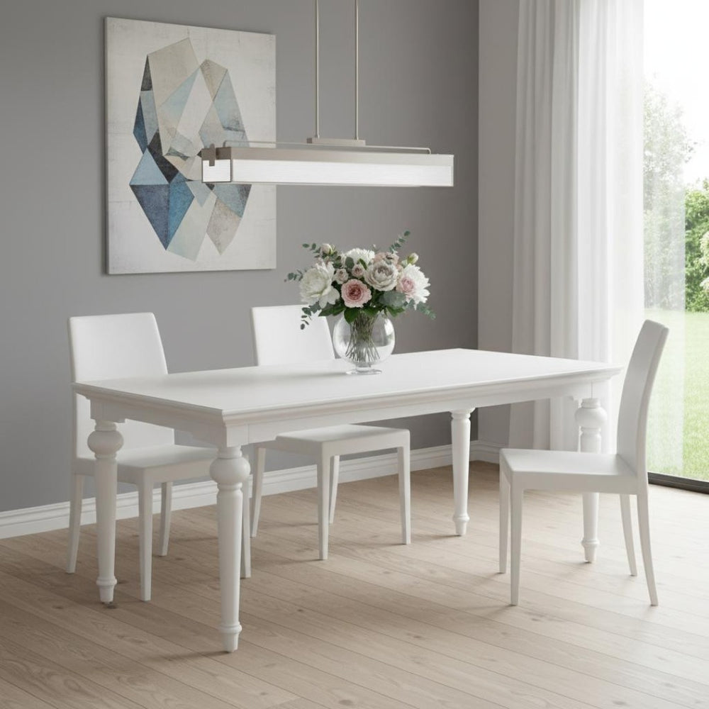 HomeRoots 71" White Solid Wood Dining Table - Elegant & Durable Design for Modern & Traditional Spaces, Seats 4! 518758