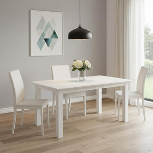 HomeRoots 63" Modern White Solid Wood Dining Table - Elegant Centerpiece for 6, Durable & Stylish Design 518760