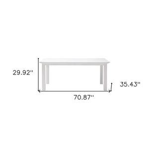 HomeRoots 71" Elegant White Wood Dining Table - Premium Mahogany, Seats 4, Modern Gloss Finish for Chic Dining 518761