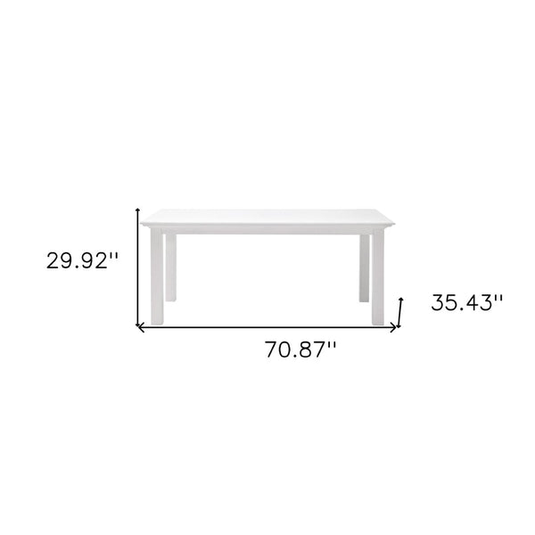 HomeRoots 71" Elegant White Wood Dining Table - Premium Mahogany, Seats 4, Modern Gloss Finish for Chic Dining 518761