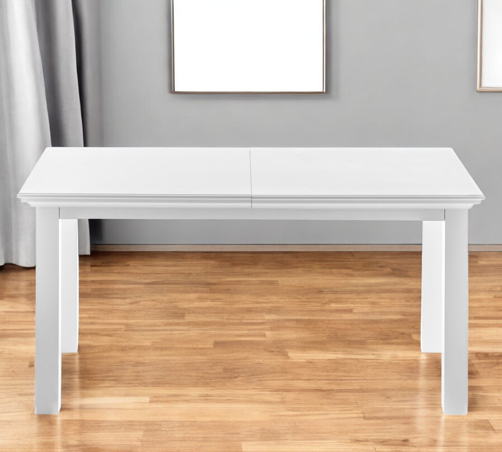 Homeroots 79" White Solid Wood Butterfly Leaf Dining Table – Modern Gloss Finish, Perfect For Dining Room Elegance   518763