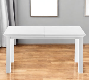 Homeroots 79" White Solid Wood Butterfly Leaf Dining Table – Modern Gloss Finish, Perfect For Dining Room Elegance   518763