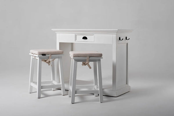 HomeRoots Three Piece White Solid Wood Dining Set - Sleek Table & Comfortable Chairs for Modern Spaces 518764