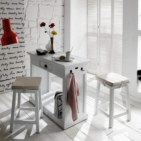 HomeRoots Three Piece White Solid Wood Dining Set - Sleek Table & Comfortable Chairs for Modern Spaces 518764