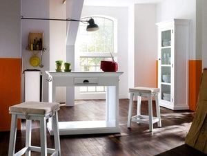 HomeRoots Three Piece White Solid Wood Dining Set - Sleek Table & Comfortable Chairs for Modern Spaces 518764
