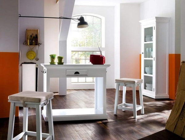 HomeRoots Three Piece White Solid Wood Dining Set - Sleek Table & Comfortable Chairs for Modern Spaces 518764