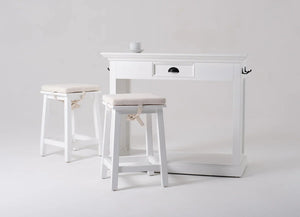 HomeRoots Three Piece White Solid Wood Dining Set - Sleek Table & Comfortable Chairs for Modern Spaces 518764