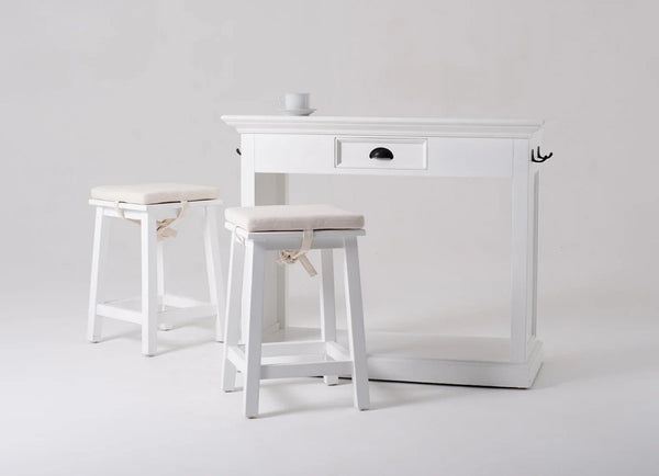 HomeRoots Three Piece White Solid Wood Dining Set - Sleek Table & Comfortable Chairs for Modern Spaces 518764